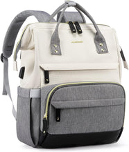 Load image into Gallery viewer, Red/White College Travel Style Work Laptop USB Backpack