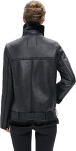 Load image into Gallery viewer, Women&#39;s Soft Beige Faux Leather Shearing Moto Jacket