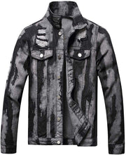 Load image into Gallery viewer, Men&#39;s Pink Classic Ripped Denim Long Sleeve Jacket