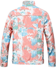 Load image into Gallery viewer, Men&#39;s Pink Classic Ripped Denim Long Sleeve Jacket