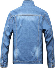 Load image into Gallery viewer, Men&#39;s Pink Classic Ripped Denim Long Sleeve Jacket