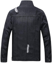 Load image into Gallery viewer, Men&#39;s Medium Blue Classic Ripped Denim Long Sleeve Jacket