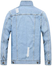 Load image into Gallery viewer, Men&#39;s Pink Dye Classic Ripped Denim Long Sleeve Jacket