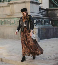 Load image into Gallery viewer, Leopard Printed Brown Elastic Waist Maxi Skirt