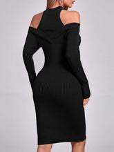 Load image into Gallery viewer, Winter Green Knit Cut Out Long Sleeve Midi Sweater Dress