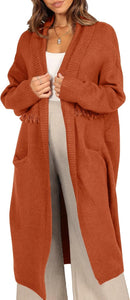 Winter Beige Cardigan Long Sleeve Maxi Knit Cardigan Sweater