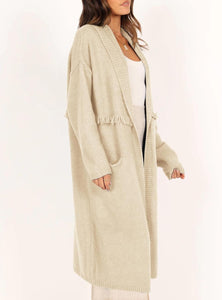 Winter Beige Cardigan Long Sleeve Maxi Knit Cardigan Sweater