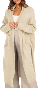 Winter Brick Cardigan Long Sleeve Maxi Knit Cardigan Sweater