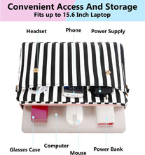 Load image into Gallery viewer, Vintage Striped Black Bow Embellished Laptop Bag