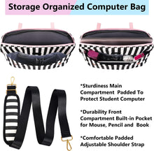 Load image into Gallery viewer, Vintage Striped Black Bow Embellished Laptop Bag