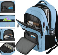 Load image into Gallery viewer, Durable Purple Multi Use Laptop USB Backpack