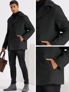 Men's Soft & Cozy Wool Blend Khaki Long Sleeve Pea Coat