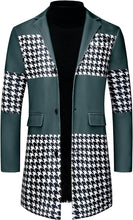 Load image into Gallery viewer, Men&#39;s Stylish Green Patchwork Houndstooth Long Sleeve Coat
