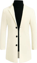 Load image into Gallery viewer, Men&#39;s Slim Fit Beige Long Sleeve Lapel Single Button Trench Coat