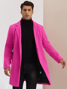 Men's Slim Fit Purple Long Sleeve Lapel Single Button Trench Coat