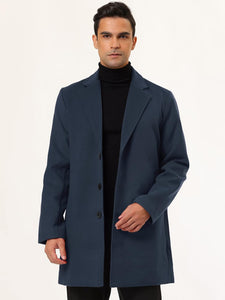 Men's Slim Fit Beige Long Sleeve Lapel Single Button Trench Coat