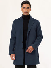 Load image into Gallery viewer, Men&#39;s Slim Fit Navy Blue Long Sleeve Lapel Single Button Trench Coat