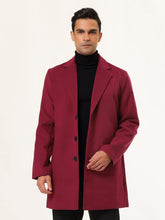 Load image into Gallery viewer, Men&#39;s Slim Fit Burgundy Red Sleeve Lapel Single Button Trench Coat