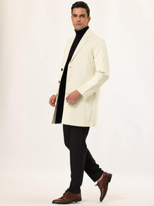 Men's Slim Fit Light Pink Long Sleeve Lapel Single Button Trench Coat