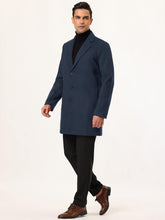 Load image into Gallery viewer, Men&#39;s Slim Fit Navy Blue Long Sleeve Lapel Single Button Trench Coat