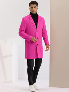 Men's Slim Fit Light Pink Long Sleeve Lapel Single Button Trench Coat