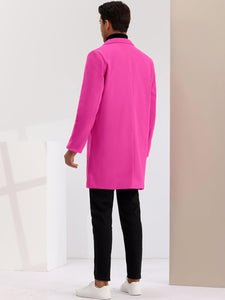 Men's Slim Fit Light Pink Long Sleeve Lapel Single Button Trench Coat