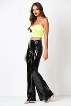 Load image into Gallery viewer, Latex Black Faux Leather Flare Bell Bottom Pants