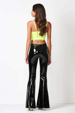 Load image into Gallery viewer, Latex Black Faux Leather Flare Bell Bottom Pants