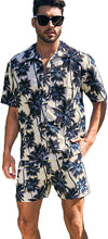 Load image into Gallery viewer, Men&#39;s Blue Floral Tree Short Sleeve Shirt &amp; Shorts Set