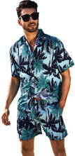 Load image into Gallery viewer, Men&#39;s White Palm Tree Short Sleeve Shirt &amp; Shorts Set