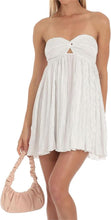 Load image into Gallery viewer, Sweetheart Black Pleated Ruffled Strapless Mini Dress