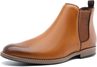 Fashionable Men's Camel Brown Classic Leather Chelsea Style Boots