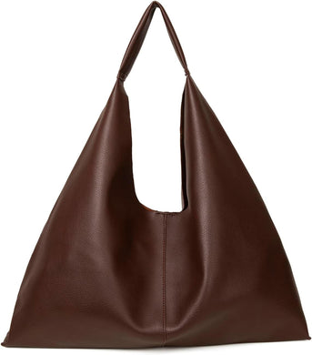 Hobo Style Chocolate Triangle Vegan Leather Handbag
