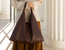 Load image into Gallery viewer, Hobo Style Chocolate Triangle Vegan Leather Handbag
