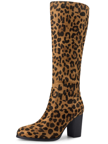 Leopard Pretty Girl Knee High Faux Leather Boots