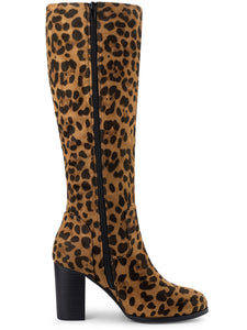 Leopard Pretty Girl Knee High Faux Leather Boots