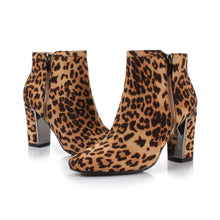 Load image into Gallery viewer, Leopard Fabric Fashion Trendy Faux Leather Ankle Boot