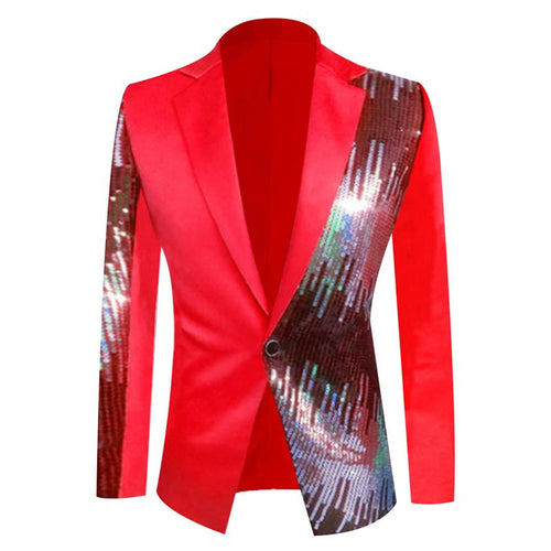 Stylish Men's Sequin Costume Performance Blazer