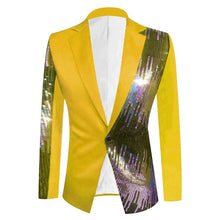 Load image into Gallery viewer, Men&#39;s Yellow Sequin Costume Long Sleeve Performance Blazer