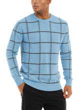 Load image into Gallery viewer, Light Blue Men&#39;s Soft Knit Striped Long Sleeve Sweater