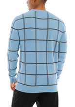 Load image into Gallery viewer, Light Blue Men&#39;s Soft Knit Striped Long Sleeve Sweater