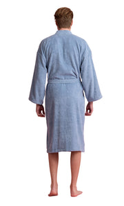 Light Blue Men's Turkish Long Sleeve Belted Robe