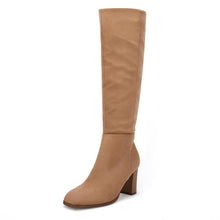 Load image into Gallery viewer, Light Brown Fashionable Chunky Block Knee High Boots