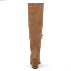 Light Brown Fashionable Chunky Block Knee High Boots
