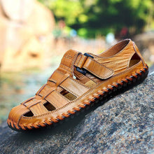 Load image into Gallery viewer, Light Brown Men&#39;s Breathable Leather Outdoor Summer Sandals
