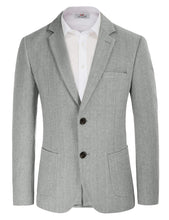 Load image into Gallery viewer, Light Grey Men&#39;s Herringbone Tweed British Blazer