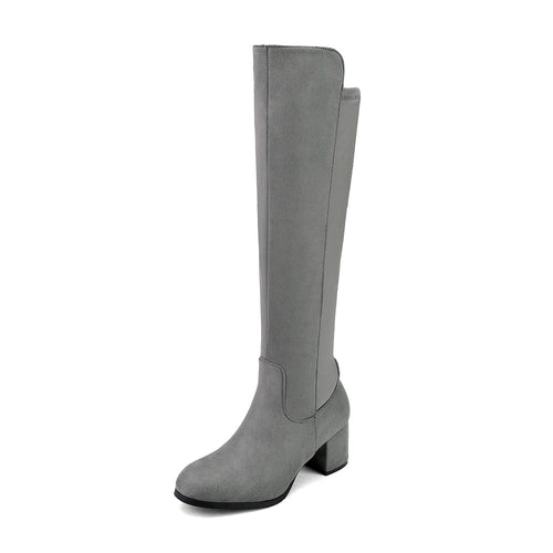 Light Grey Pixie Black Knee High Fashion Boots