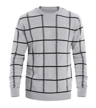 Load image into Gallery viewer, Light Grey Men&#39;s Soft Knit Striped Long Sleeve Sweater