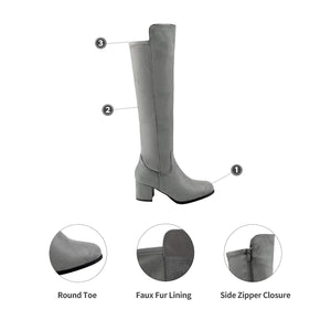 Light Grey Pixie Black Knee High Fashion Boots