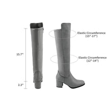 Load image into Gallery viewer, Light Grey Pixie Black Knee High Fashion Boots